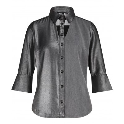 Blouse Cut-Out Metallic Grey
