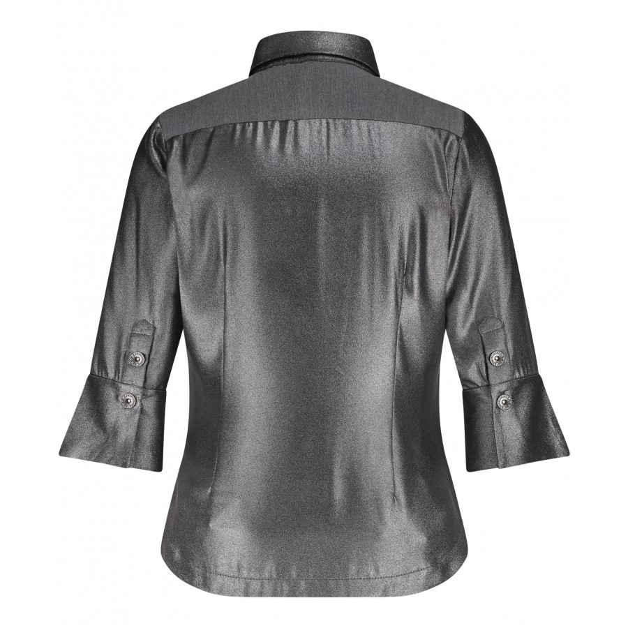Blouse Cut-Out Metallic Grey
